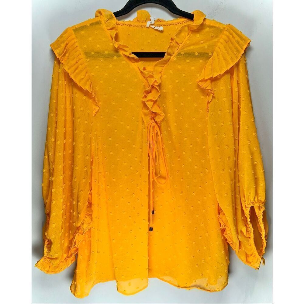 Anthropologie Haida Peasant Top in mango yellow size large